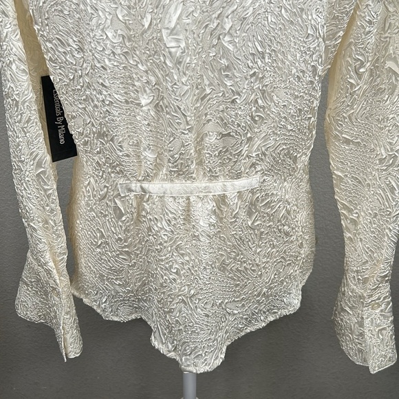 Essentials by Milano Cream Satin Crushed Button Down Top Size Large New with tag - Picture 6 of 8